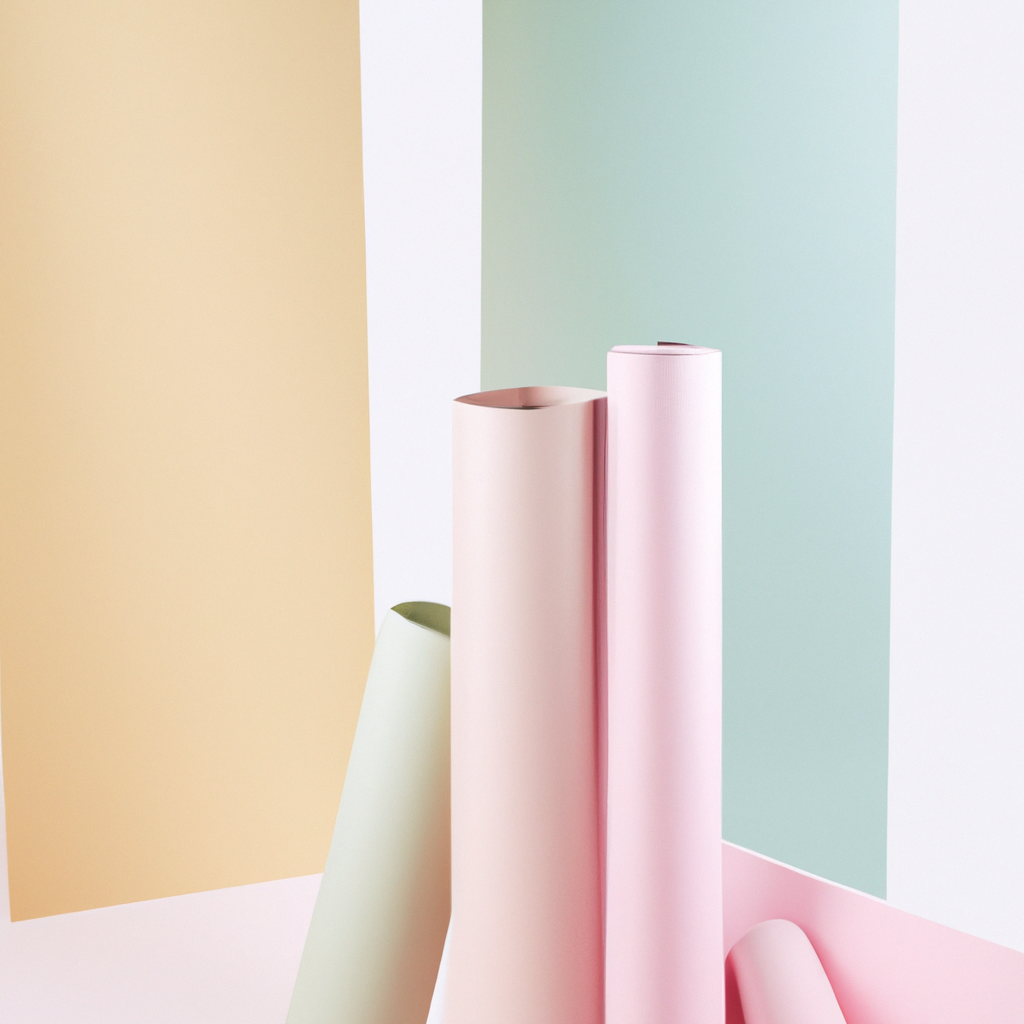 파스텔 컬러 페이퍼 롤, 핑크와 민트, 사이클로라마 스탠드