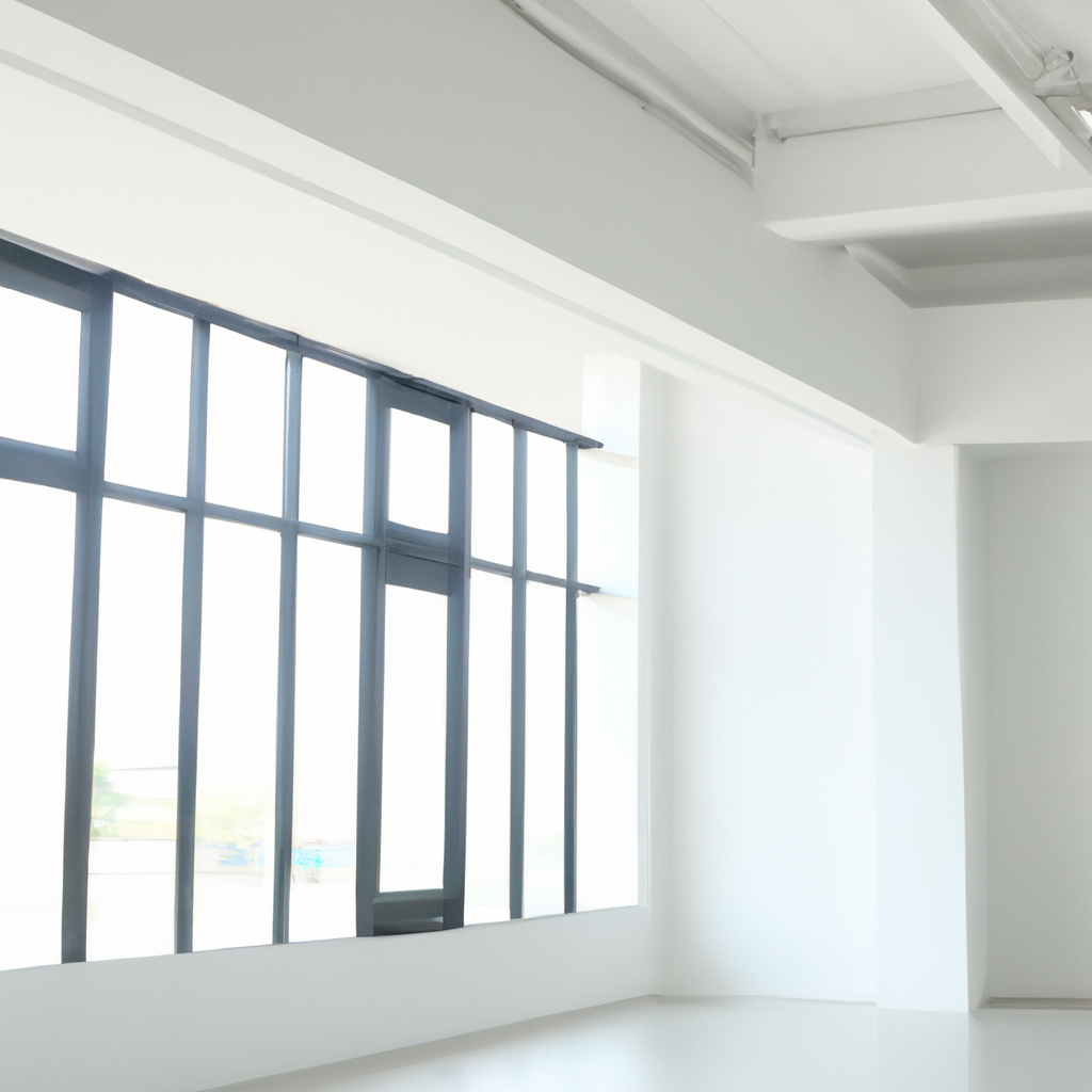 자연광이 깊게 드는 미니멀 화이트 룸, 큰 창과 부드러운 그림자